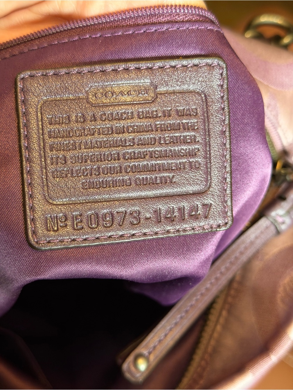 COACH BROOKE Op Art Signature C Sateen HOBO Purse Purple Vtg Y2K 14147 - Picture 5 of 6